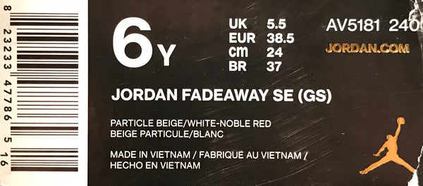 *AIR JORDAN* ~FADEAWAY~ SIZE 6Y (GIRLS) (AV5181 240)