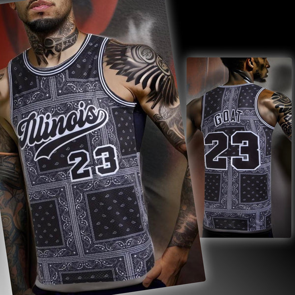 ^ILLINOIS GOAT 23^ Basketball Jerseys (Stitched Logos & Numbers)