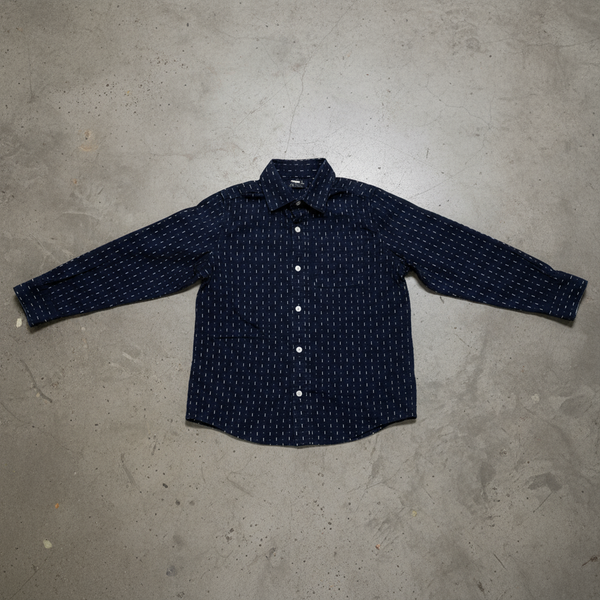 *PRE-LOVED* •PLACE• ~button up cotton dress shirt~ (10-12 YOUTH) (NAVY)