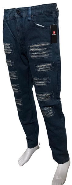 ^SOUTHPOLE^ (BLUE) RIPPED DENIM FOR MEN (34'' X 32'') (CARROT CUT)