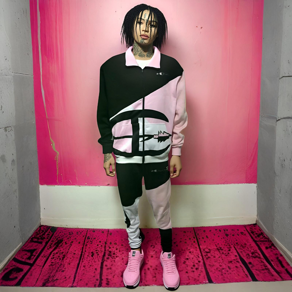^CHAMPION CHIEF^ LUXURY (PINK-MULTI) TRACKSUITS (UNISEX) (CUT & SEW)
