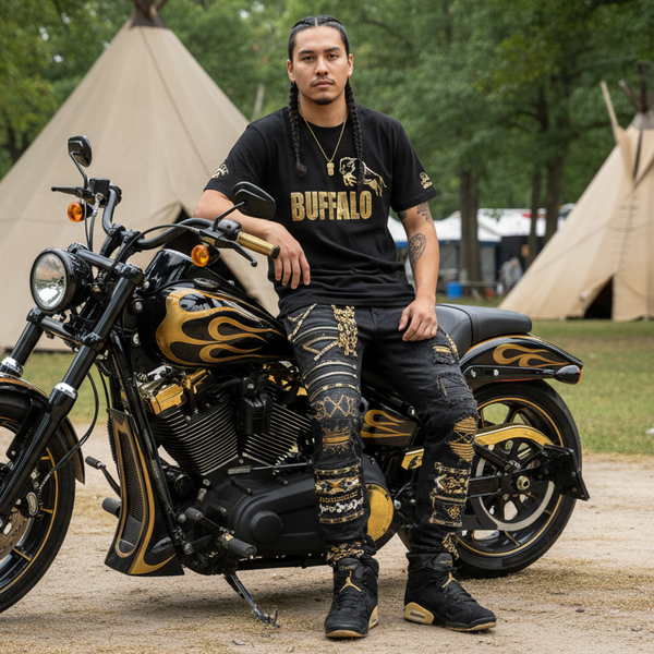 *BUFFALO* (BLACK) GOLD FOIL LOGO TEES