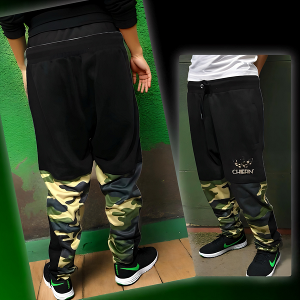 ^CHIEFIN’ ADI-FEATHER^ (GREEN CAMOUFLAGE) LUX JOGGER SWEATPANTS (CUT & SEW)