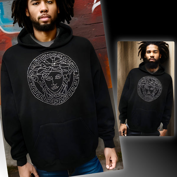 ^MEDUSA^ JEWELED PRINT HOODIE (BLACK)