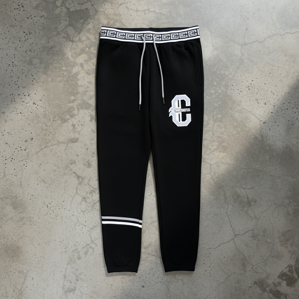 *CROOKS & CASTLES* (BLACK-GREY) ~CHAMP~ JOGGER SWEATPANTS FOR MEN