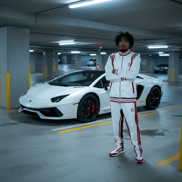 •UCXX• (WHITE-MULTI) ZIP UP TRACKSUITS (ACTIVEWEAR)