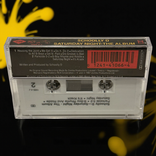 •SCHOOLLY D - SATURDAY NIGHT - THE ALBUM• ~1987 OG PRESSING~ (CASSETTE TAPE)