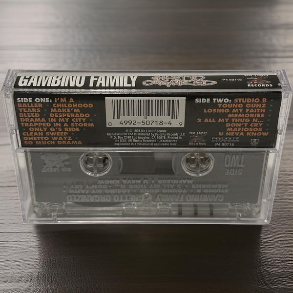 •GAMBINO FAMILY ~ GHETTO ORGANIZED• ~1998 OG PRESSING~ (NO LIMIT) (CASSETTE TAPE)
