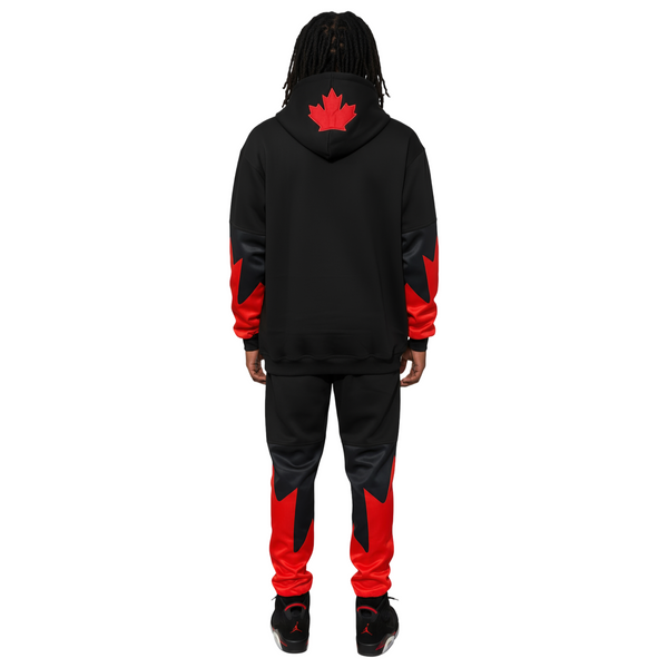 ^ALL HEART^ Team Canada (BLACK-RED) JOGGER SWEATSUITS (Cut & Sew / Embroidery)