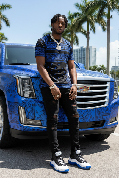 *BANDANA T-SHIRT* ~Lightweight Summer Activewear~ (Blue bandana on black)