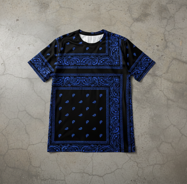 *BANDANA T-SHIRT* ~Lightweight Summer Activewear~ (Blue bandana on black)