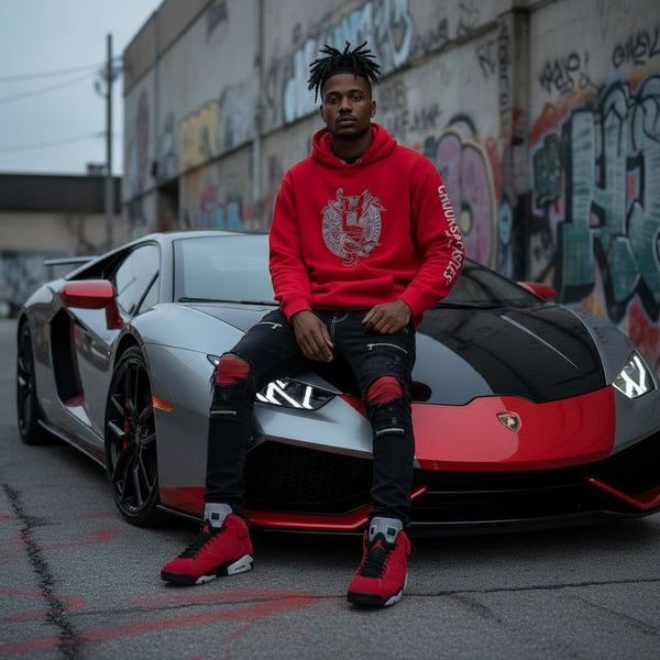 *CROOKS & CASTLES* (RED) ~BULLET BANDUSA~ PULLOVER HOODIES FOR MEN