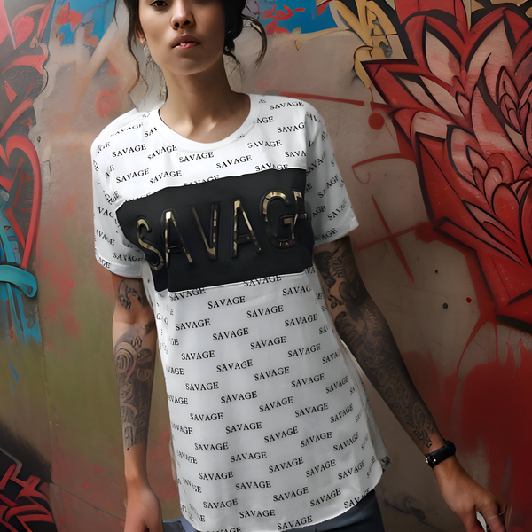 ^INFAMOUS BLACK SHEEP^ ~SAVAGE~ *3D PRINT* ALL OVER FANCY PRINT TEES FOR WOMEN