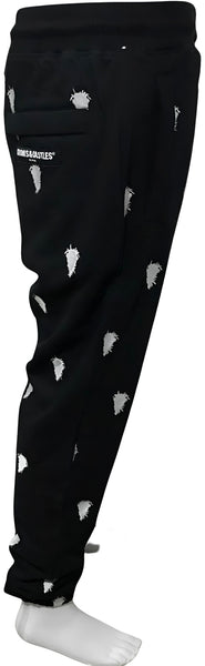 ^CROOKS & CASTLES^ (BLACK) ~SILHOUETTE~ EMBROIDERED JOGGER SWEATPANTS