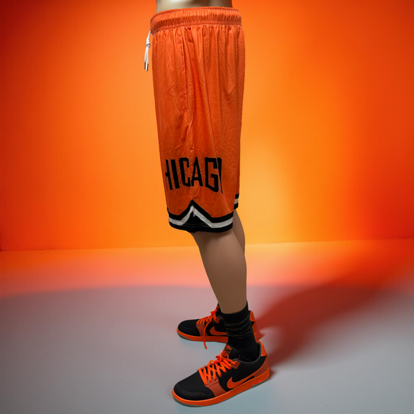 •CHICAGO• ~Orange lightweight activewear shorts~ (Front pockets & drawstring closure)