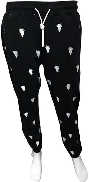 ^CROOKS & CASTLES^ (BLACK) ~SILHOUETTE~ EMBROIDERED JOGGER SWEATPANTS