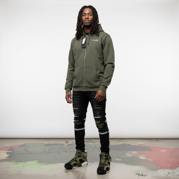 *CROOKS & CASTLES* (GREEN HUNTER) *MIRROR* ZIP UP HOODIES