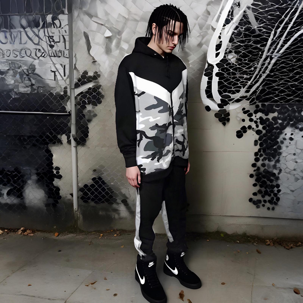 ^SEAN JOHN^ (CAMOUFLAGE) POLYESTER HOODED ZIP UP TRACKSUITS (XB SIZED)