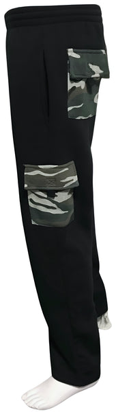 ^DOMINO LUX^ (BLACK WITH CAMO) STRAIGHT LEG SWEATPANTS