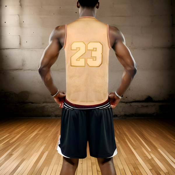 ^GOAT 23^ Basketball Jerseys ~Golden Wheat~ (Stitched Logos & Numbers)