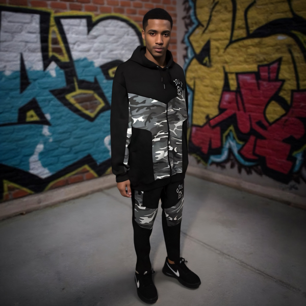 •23 GOAT• (GREY-CAMO) LUXURY HOODED ZIP UP SWEATSUITS