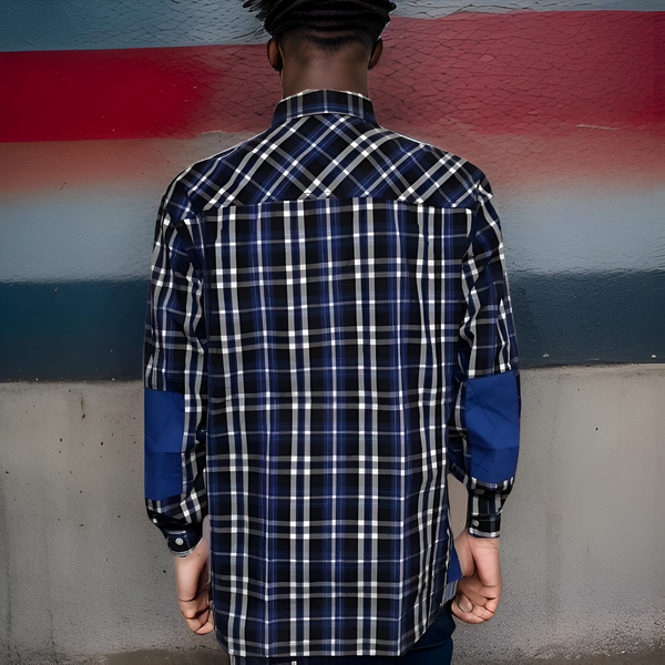 ^BOUND FOR GLORY^ (BLUE-CHECKERED MULTI) BUTTON UP COLLARED SHIRTS