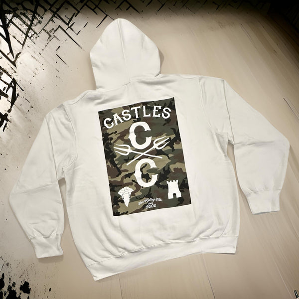 *CROOKS & CASTLES* (WHITE) ~CAMOUFLAGE LOGO~ PULLOVER HOODIES FOR MEN