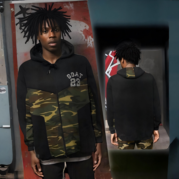 ^23 GOAT^ CAMOUFLAGE LUXURY ZIP UP HOODIES (CUT & SEW) (EMBROIDERED LOGO)
