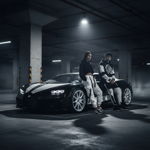 *CHIEFIN’^* (BLACK-WHITE) HOODED JOGGER SWEATSUITS (CUT & SEW)