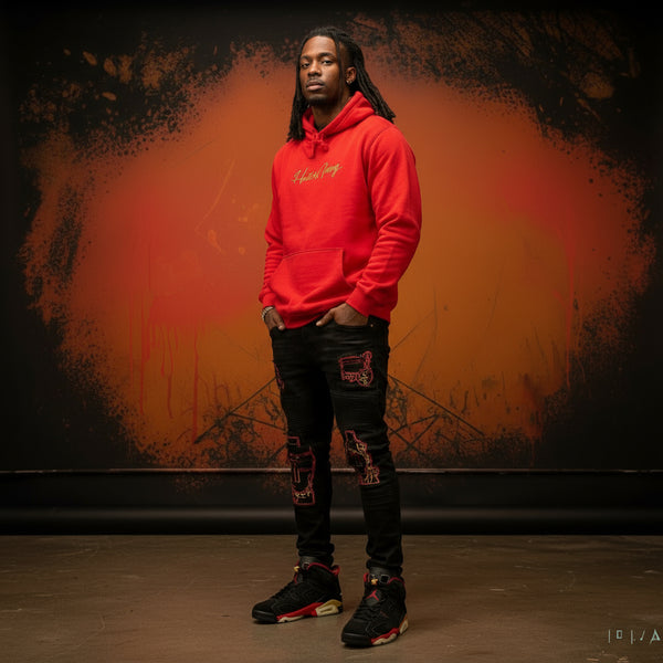 *HUSTLE GANG* (RED) PULLOVER HOODIES