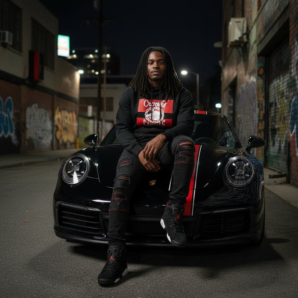 *CROOKS & CASTLES* (BLACK) ~AIR GUN KLEPTO~ PULLOVER HOODIES FOR MEN