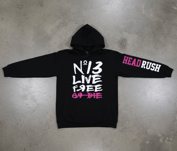 *HEADRUSH* (BLACK) PULLOVER HOODIE FOR WOMEN