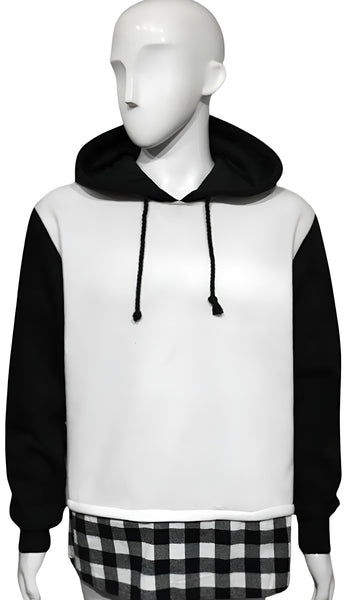 ^IMPERIOUS^ SCALLOP TAIL-SIDE ZIP HOODIES (BLACK-CHECKERED)
