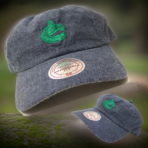 *Vancouver Canucks* soft shell curved beak strapback hats by Mitchell & Ness