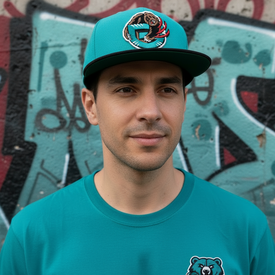 *VANCOUVER GRIZZLIES* (Aqua-Black) Snapback Hats by Mitchell & Ness