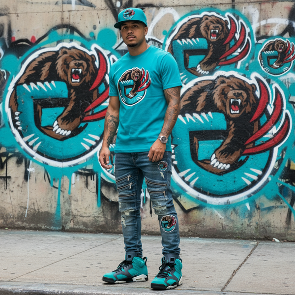 *VANCOUVER GRIZZLIES* (Aqua-Black) Snapback Hats by Mitchell & Ness