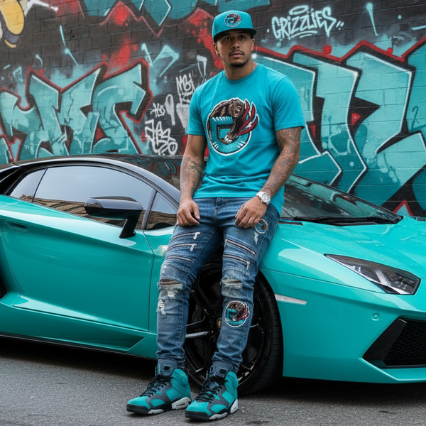 *VANCOUVER GRIZZLIES* (Aqua-Black) Snapback Hats by Mitchell & Ness
