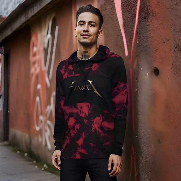 ^CAMP CLOTHING CO.^ *SAVAGE* 3D FOIL PRINT ACID WASH PULLOVER HOODIES