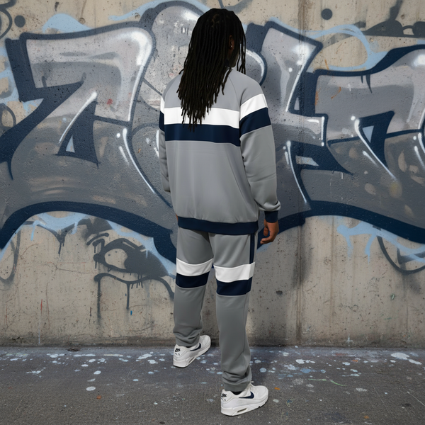 •HUSTLE GANG• (GREY-MULTI) ~SIMPLE CHIEF~ KNIT TRACKSUITS