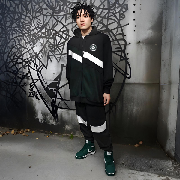 ^SEAN JOHN^ (GREEN~MULTI) POLYESTER HOODED ZIP UP TRACKSUITS (XB SIZED)