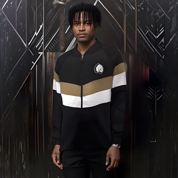 ^HUSTLE GANG^ (BLACK-MULTI) ZIP UP TRACK JACKETS
