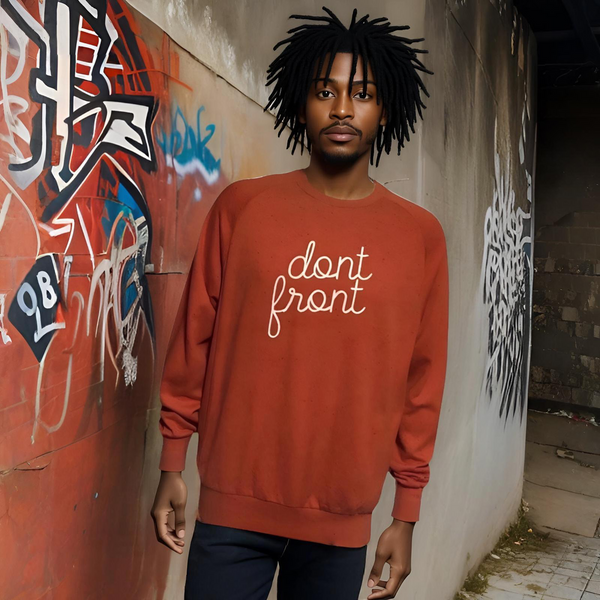 ^DIEM^ (ORANGE) ~DON'T FRONT~ EMBROIDERED KNIT CREWNECKS