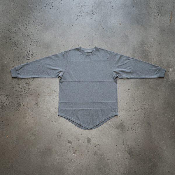 *AKADEMIKS* (GREY) LONG SLEEVE SCOOP TAIL T-SHIRT