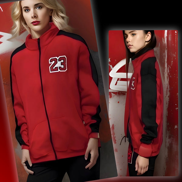 ^23^ (RED-BLACK) LUX ZIP UP TRACK JACKETS (CUT & SEW)