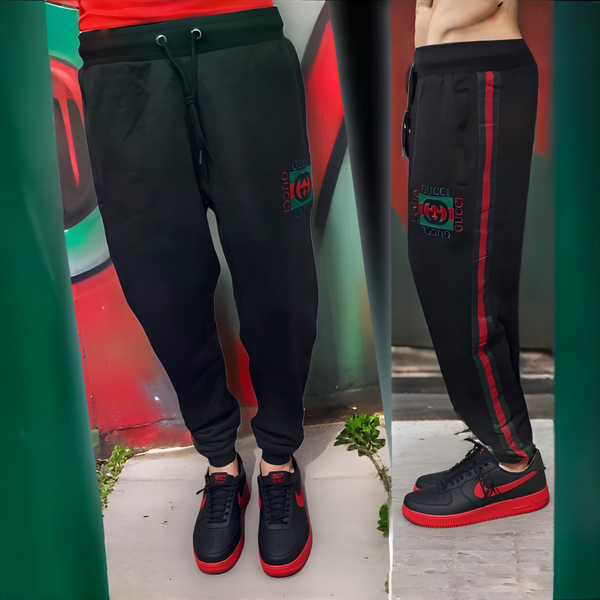 ^LUXURY^ (BLACK-MULTI) ITALIAN LUXURY EMBROIDERED JOGGER SWEATPANTS