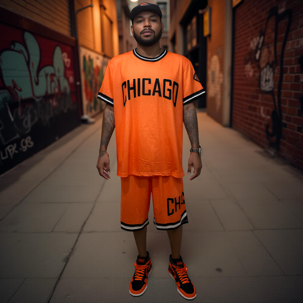 •CHICAGO• ~Orange lightweight activewear summer sets~ (T-shirt & Shorts)