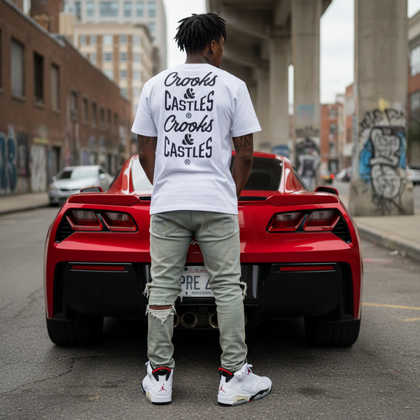 *CROOKS & CASTLES* (WHITE) TWO SIDED PRINT SHORT SLEEVE T-SHIRTS