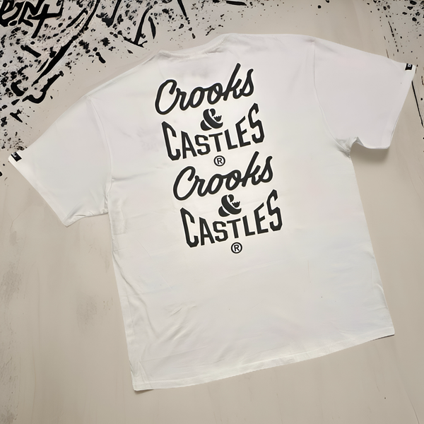 *CROOKS & CASTLES* (WHITE) TWO SIDED PRINT SHORT SLEEVE T-SHIRTS