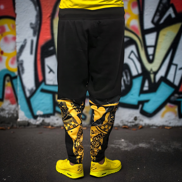 ^QUEEN OF HEARTS^ LUXURY *GOLD* JOGGER SWEATPANTS (CUT & SEW) (EMBROIDERED LOGO)
