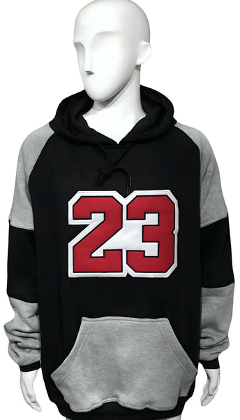 ^23^ (BLACK-LIGHT GREY) LUXURY PULLOVER HOODIES (CUT & SEW)